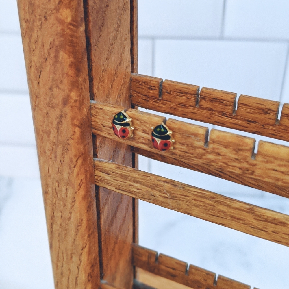 14k Ladybug Stud Post Earrings - image 2